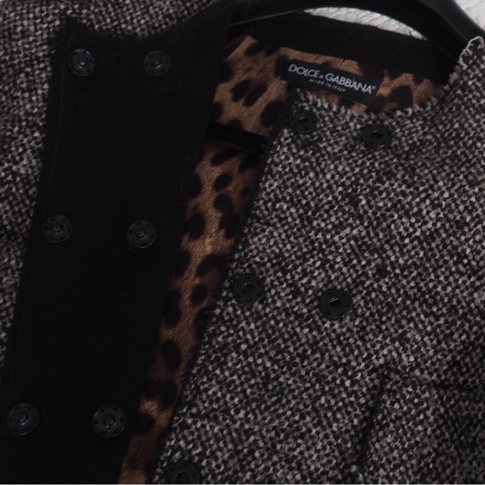 Dolce & Gabbana light tweed, animal print lining coat